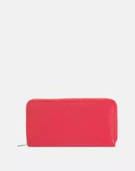 Большой женский кожаный кошелек на внешней молнии Dudu, коралловый