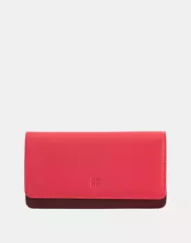 Большой женский кожаный кошелек с клапаном Dudu, коралловый