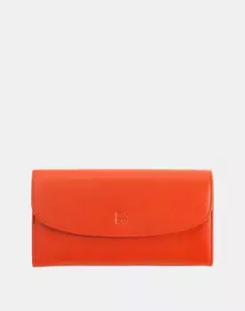 Большой женский кожаный кошелек с клапаном и несколькими карманами Dudu, оранжевый