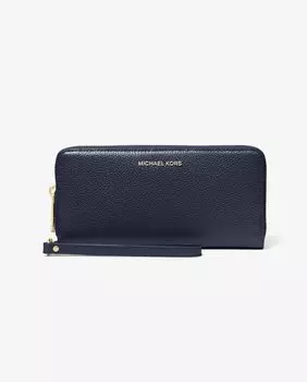 Большой женский кожаный кошелек темно-синего цвета Michael Michael Kors, темно-синий