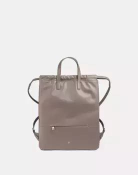 Большой женский кожаный рюкзак с застежкой-присборкой Dudu, цвет Topo