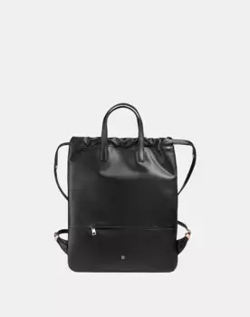 Большой женский кожаный рюкзак с застежкой-присборкой Dudu, черный