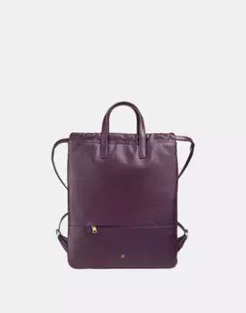 Большой женский кожаный рюкзак с застежкой-присборкой Dudu, фиолетовый