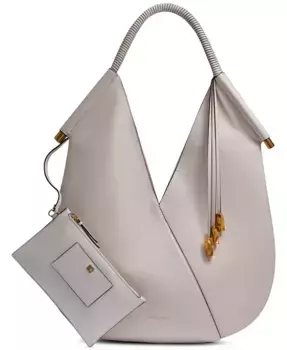 Болдвин Большая Сумка через Плечо с Круглой Ручкой, Обитой Кожей Donna Karan New York, белый