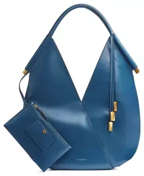 Болдвин Большая Сумка через Плечо с Круглой Ручкой, Обитой Кожей Donna Karan New York, синий