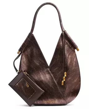 Болдвин Мини Металлик Снейк — сумка через плечо с кожаной ручкой округлой формы Donna Karan New York, коричневый