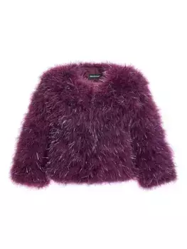 Болеро с цветными перьями и эффектом металлик Maximilian, цвет burgundy