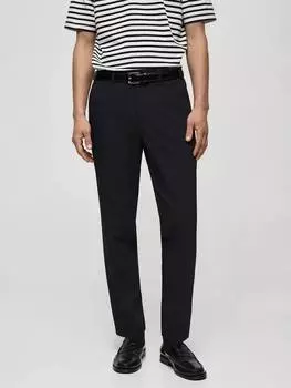 Болоньевые брюки с прямыми штанинами Mango, темно-синий