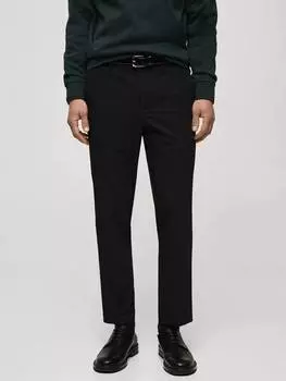 Болоньевые брюки с прямыми штанинами Mango, черный