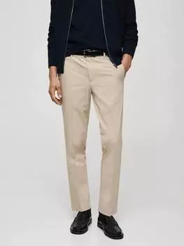 Болоньевые брюки с прямыми штанинами Mango, светло-бежевый