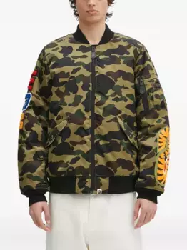 Бомбер 1st Camo Shark Ma-1 с вышивкой A BATHING APE, зеленый