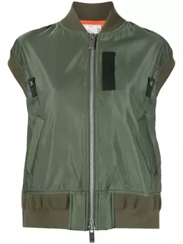Бомбер без рукавов sacai, зеленый