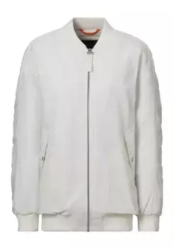 Бомбер BOSS ORANGE "C_Piromba", с вязаным воротником-манжетой, белый