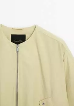 Бомбер Crew Neck With Snap-Button Pockets Massimo Dutti, желтый