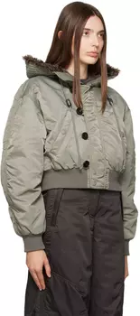 Бомбер цвета хаки со вставками OPEN YY