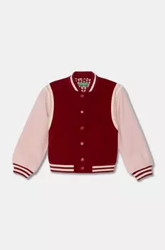 Бомбер для мальчика United Colors of Benetton с добавлением шерсти, гранатовый