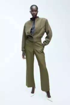 Бомбер из фетровой ткани H&M, зеленый