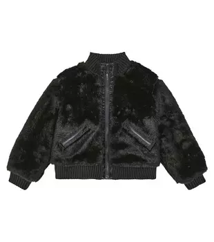 Бомбер из искусственного меха Dolce&Gabbana Kids, черный