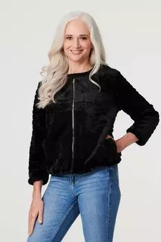 Бомбер из искусственного меха Izabel London, черный