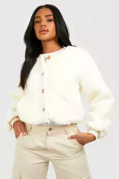 Бомбер из искусственного меха Teddy boohoo, белый