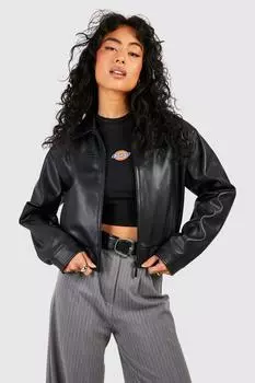 Бомбер из искусственной кожи boohoo, черный