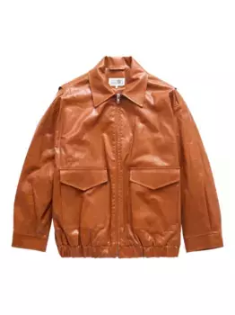 Бомбер из искусственной кожи MM6 Maison Margiela, коричневый