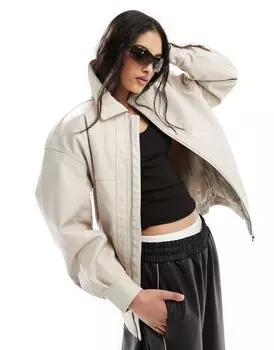 Бомбер из искусственной кожи с воротником ASOS DESIGN