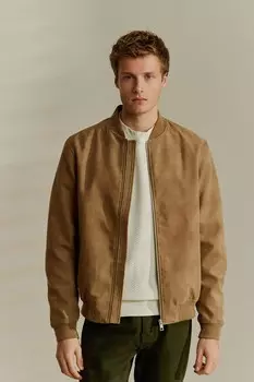 Бомбер из искусственной замши Next, бежевый