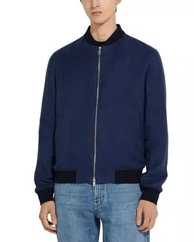 Бомбер из льна Oasi Lino Regular Fit ZEGNA, синий