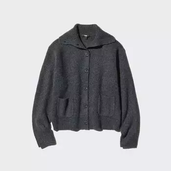 Бомбер из мягкой пряжи UNIQLO, темно-серый