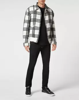 Бомбер из шерсти альпаки Gothic Plein Philipp Plein, цвет White / Black