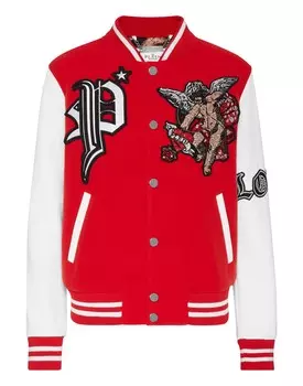 Бомбер из шерсти и кожи Love Angel Philipp Plein, красный