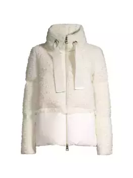 Бомбер из смешанного материала Lux Boucl Herno, цвет bianco