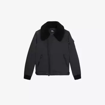 Бомбер из смесового хлопка с воротником из искусственного меха The Kooples, черный