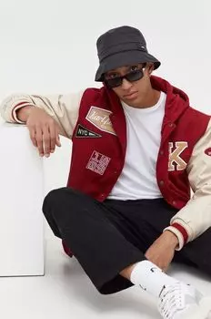 Бомбер из смесовой шерсти Karl Kani, красный