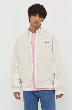 Бомбер из смесовой шерсти Tommy Jeans, бежевый