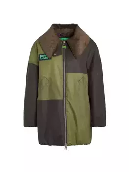Бомбер из вощеного хлопка с цветными блоками Barbour x Ganni Barbour, цвет olive golden khaki classic
