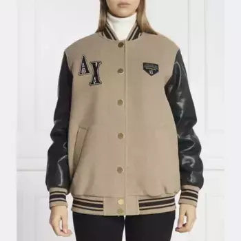 Бомбер классического кроя с добавлением шерсти Armani Exchange, бежевый