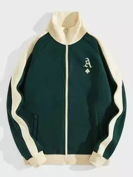 Бомбер мужской на молнии Manfinity Hypemode с принтом в стиле покер, белый / зеленый