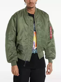 Бомбер на молнии Alpha Industries, зеленый