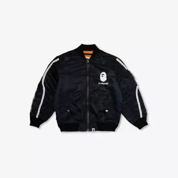 Бомбер на молнии с логотипом, 10-13 лет A Bathing Ape, черный
