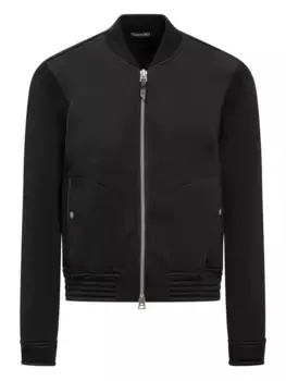 Бомбер на молнии со вставками в рубчик TOM FORD, черный