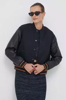 Бомбер Nella из смесовой шерсти Pepe Jeans, темно-синий
