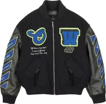 Бомбер Off-White Hammer Leather Over Bomber 'Black/Blue', черный