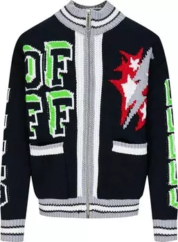 Бомбер Off-White Intarsia Knit Bomber 'Black/Multicolor', черный