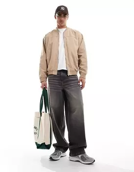 Бомбер оверсайз бежевого цвета ASOS DESIGN