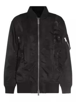 Бомбер с атласной вставкой SACAI, черный