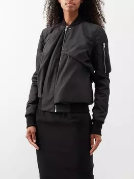 Бомбер с драпировкой и принтом Rick Owens, черный