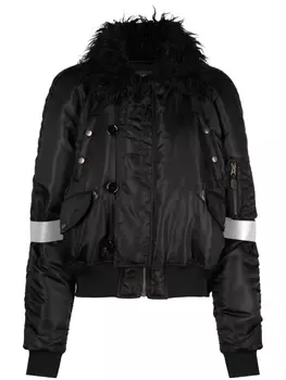 Бомбер с фактурным воротником MM6 Maison Margiela, черный
