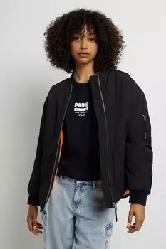 Бомбер с изогнутым подолом River Island, черный